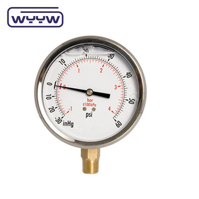 100mm Vacuum Pressure Gauge Manometer Bottom Mount 1 năm bảo hành