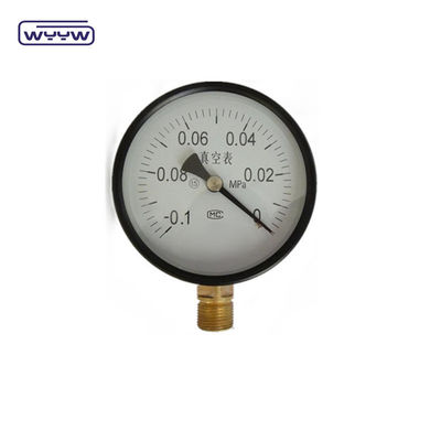 1.6%Fs -30inhg Máy đo áp suất chân không -1-0 Mpa 100mm Máy đo áp suất âm