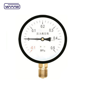 1.6%Fs -30inhg Máy đo áp suất chân không -1-0 Mpa 100mm Máy đo áp suất âm