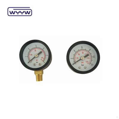 Vỏ nhựa Máy đo áp suất chân không hai quy mô Đặt lại 1 1/2 &quot;40MM -1bar-0bar Vỏ thép