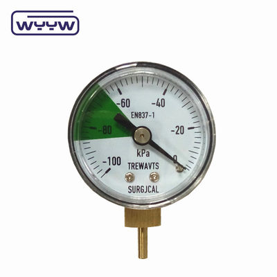 40mm -100-0 Kpa Manometer Vacuum Gauge Bottom Mount Case thép với kết nối đồng