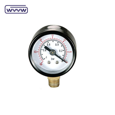 40mm -100-0 Kpa Manometer Vacuum Gauge Bottom Mount Case thép với kết nối đồng