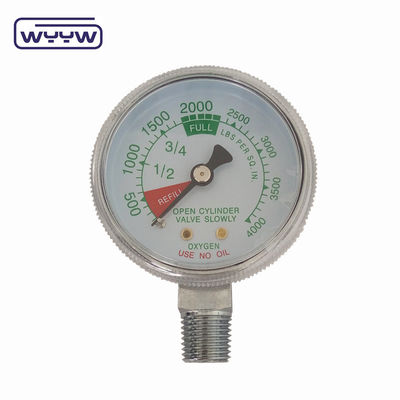 Giá nhà máy 0-4000psi sử dụng y tế không có dầu đáy 50mm đo áp suất xi lanh oxy