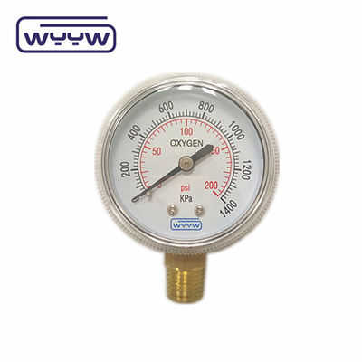 Giá nhà máy 0-4000psi sử dụng y tế không có dầu đáy 50mm đo áp suất xi lanh oxy