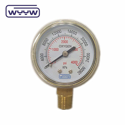Giá nhà máy 0-4000psi sử dụng y tế không có dầu đáy 50mm đo áp suất xi lanh oxy