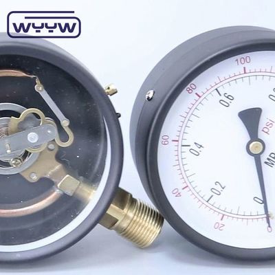 Thép hơi máy đo áp suất Manometer đáy gắn với vỏ thép màu đen