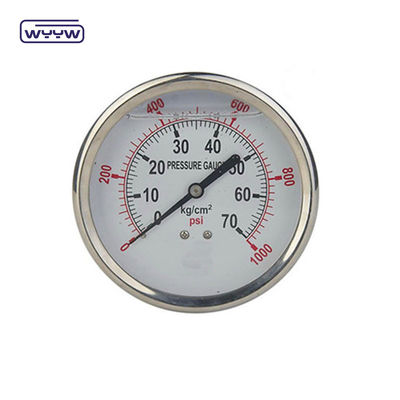 En837-1 63mm phía sau tất cả thép không gỉ đồng bourdon ống đo áp suất 0-20bar/0-300psi 1/4&quot;NPT dây