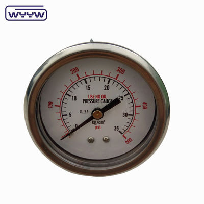 En837-1 63mm phía sau tất cả thép không gỉ đồng bourdon ống đo áp suất 0-20bar/0-300psi 1/4&quot;NPT dây