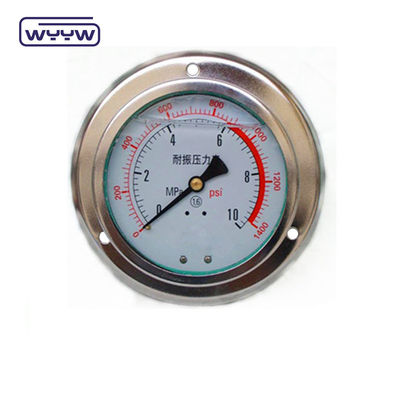 Panel Mount 4&quot; 1/2&quot;NPT hoặc BSP Bar Psi Double Scale Liquid Oil Filling PG100 Series Stainless Pressure Gauge