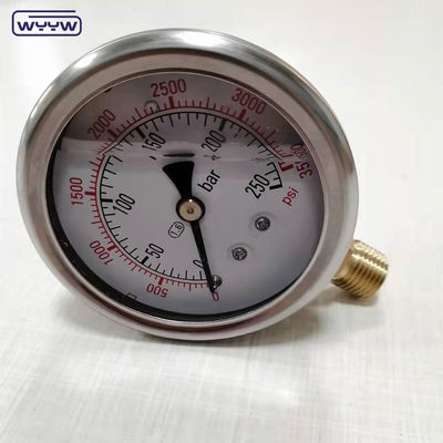 oem cho miễn phí công nghiệp áp suất manometer penumatic 1/4 &quot;G kết nối quang quang chất lỏng đầy bar áp suất 2.5&quot;