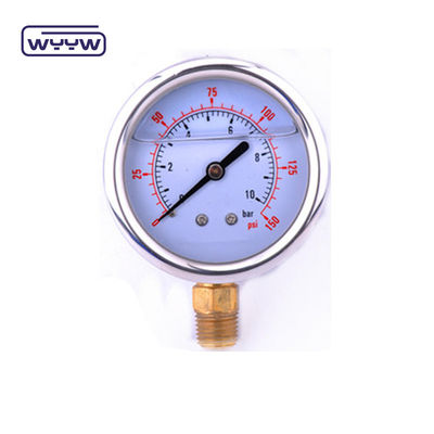EN837-1 Glycerine 63mm 1psi 0- 600 Psi Npt 1/4 Máy đo áp suất chứa dầu