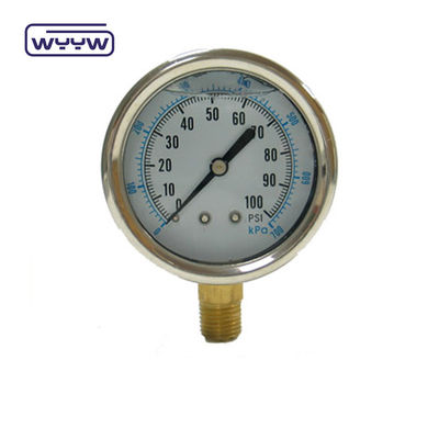 EN837-1 Glycerine 63mm 1psi 0- 600 Psi Npt 1/4 Máy đo áp suất chứa dầu