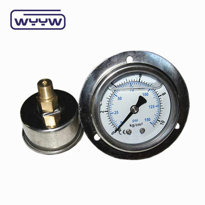 Kháng tác động chính xác 150 Psi Hydraulic Pressure Gauge Oil 400 Bar Với Flange phía trước