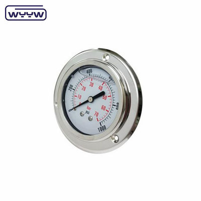 Kháng tác động chính xác 150 Psi Hydraulic Pressure Gauge Oil 400 Bar Với Flange phía trước