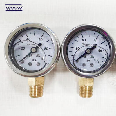 40mm mặt số ss304 trường hợp chỉ đường ống Bourodon dọc 0-10bar / psi dầu lấp đầy máy đo áp suất 1-1/2