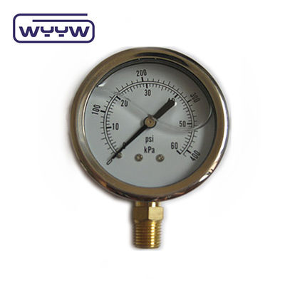 Kết nối đồng chất lượng cao 1/4 &quot;BSP Double Scale Bar Psi EN837-1 Accurac 1.6 Liquid Filled Pressure Gauge