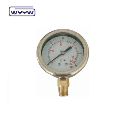 Kết nối đồng chất lượng cao 1/4 &quot;BSP Double Scale Bar Psi EN837-1 Accurac 1.6 Liquid Filled Pressure Gauge