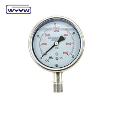 Lốp đốm Đường đo áp suất Manometer thủy lực với nội thất đồng và thép không gỉ vỏ Mpa Psi