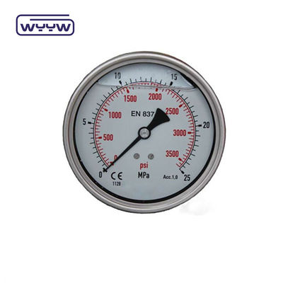 63mm EN837-1 nước thủy lực 0-10bar / psi dầu nhập trục chứa glycerin đo áp suất 2.5 &quot;manometer
