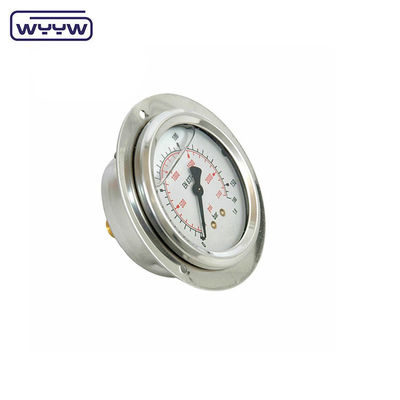phẳng 63mm lớp chống sốc hai thang đo 2,5% đo áp suất chính xác manometer thủy lực 16 bar