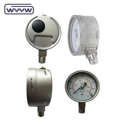 Máy đo áp suất bằng thép không gỉ hai quy mô chống sốc 100mm Kích thước