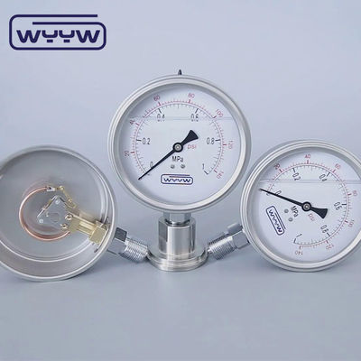 100mm Oil Thread Chromed Bourdon Tube Type Pressure Gauge Bottom Mount