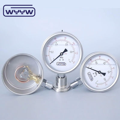 100mm Oil Thread Chromed Bourdon Tube Type Pressure Gauge Bottom Mount