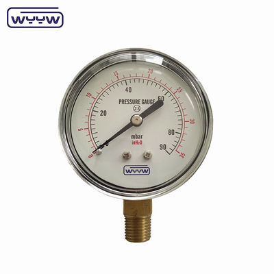 150mbar Low Bellows Type Pressure Gauge Manometer 63mm Bottom Mount