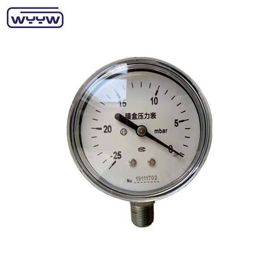MMWC &amp; Mbar 63mm Capsule Pressure Gauge Manometer Vật liệu thép không gỉ
