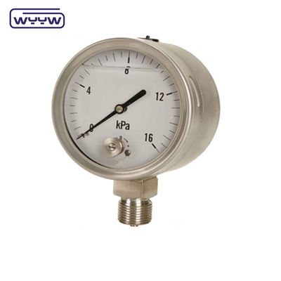 0-15 Kpa MmAq Capsule Pressure Gauge Kết nối đáy thép không gỉ