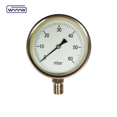 0-15 Kpa MmAq Capsule Pressure Gauge Kết nối đáy thép không gỉ