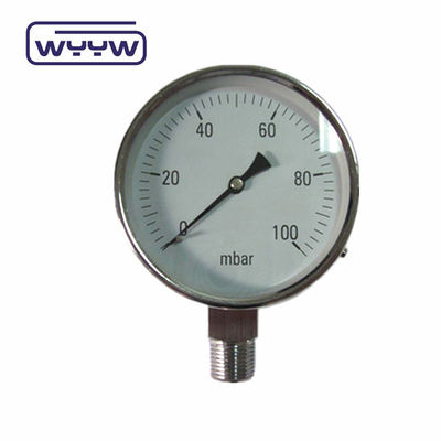 0-15 Kpa MmAq Capsule Pressure Gauge Kết nối đáy thép không gỉ