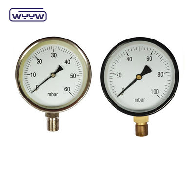 80mm Kpa Mbar Bellows Pressure Gauge Low Pressure Manometer Kết nối phóng xạ