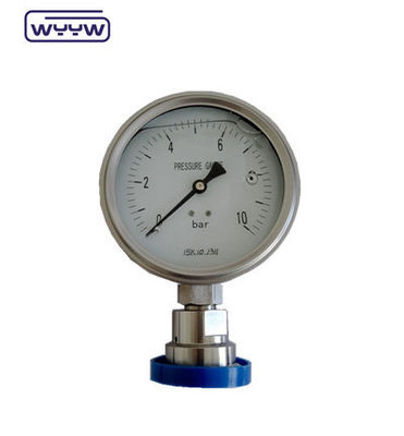 SS316 Máy đo áp suất vệ sinh silicone 100mm 1,6% độ chính xác