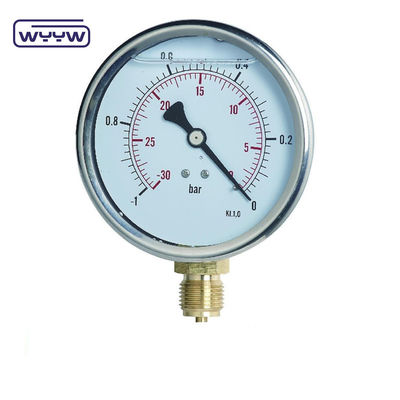 SS304 Case Composite Gauge Pressure Gauge Radial Direction -1-1bar -15-15psi 100mm Lấp dầu