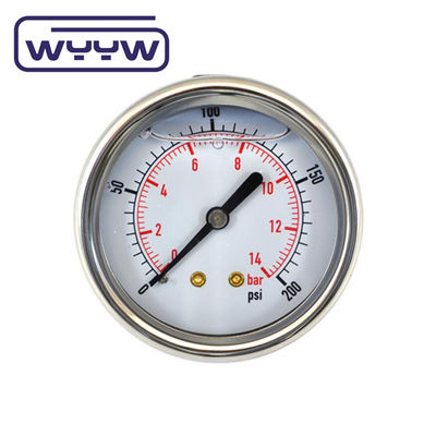 Axial Glycerine 63mm Composite Pressure Gauge Hydraulic Water Pressure Meter Tester Đứng đằng sau