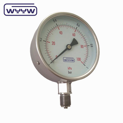 Khô SS304 Bourdon Sedeme Pressure Gauge Back Connection 4' Size