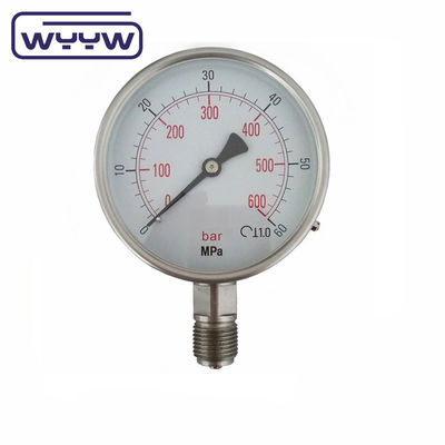 4&quot; Không sử dụng dầu 100mm khí Manometer Pressure Gauge vật liệu thép không gỉ