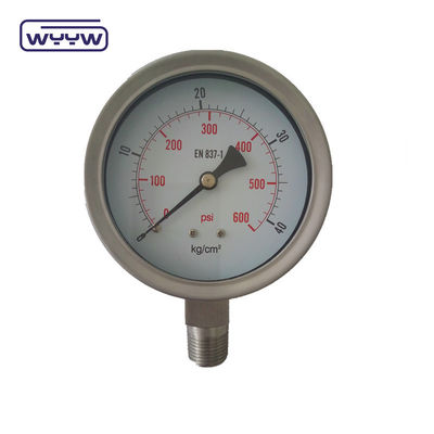 0-10bar 0-250bar 0-600 Bar Lỏng đầy máy đo áp suất 1 năm bảo hành