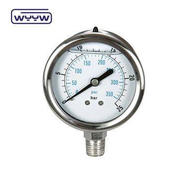 Máy đo áp suất đầy chất lỏng 60mm Dial 250 Bar Manometer EN 837-1