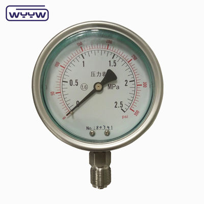Công nghiệp thanh tùy chỉnh psi kgf/cm2 máy đo áp suất thép không gỉ chống sốc glycerine manometer YTN-100H