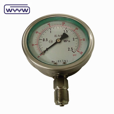 Công nghiệp thanh tùy chỉnh psi kgf/cm2 máy đo áp suất thép không gỉ chống sốc glycerine manometer YTN-100H