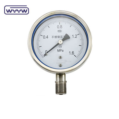Silicone 4 Inch Bezel Ring Pressure Gauge 100mm Dial Bottom Mount