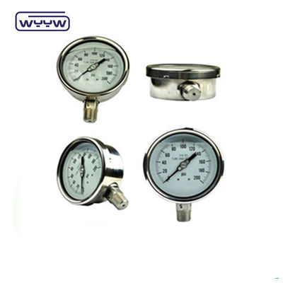 4 inch thép không gỉ dầu đầy máy đo áp suất với 2,5%/1,6% độ chính xác và 1/4'PT / NPT / G / M dây