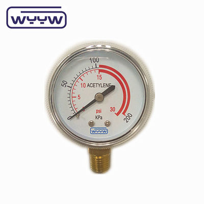 NPT Connector Pressure Testing Gauge For Industrial Oxygen CO2 Amoniac