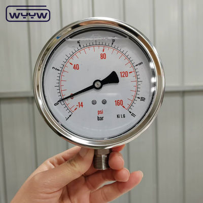 4 Inch Vacuum và Pressure Gauge đồng ướt Phần Stainless Steel
