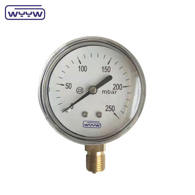Máy đo áp suất viên nang 63mm 100mm 150mm với vỏ thép đen hoặc thép không gỉ và chỉ số màu đen nhôm