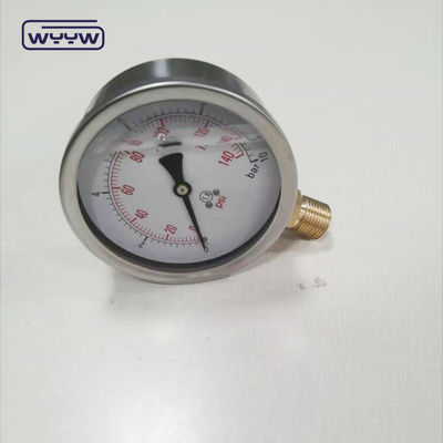 0-10 Bar Range Pressure Gauge Manometer với loại dầu có sẵn để lấp đầy dầu và mặt sau đặt