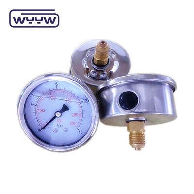 Bar Pressure Range Pressure Gauge Manometer với kết nối đồng Bottom Back Mount