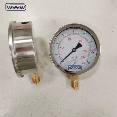 Đường đo áp suất vật liệu chuyển động đồng bằng kích thước kết nối BSP và vật liệu ống Bourdon đồng Phosphor